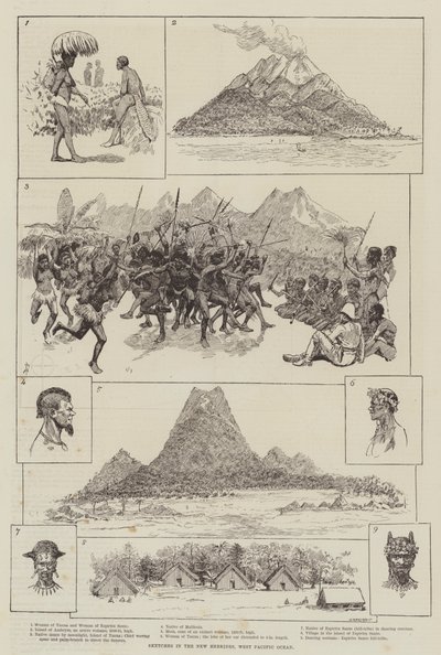 西太平洋新赫布里底群岛的草图 作者 Amedee Forestier
