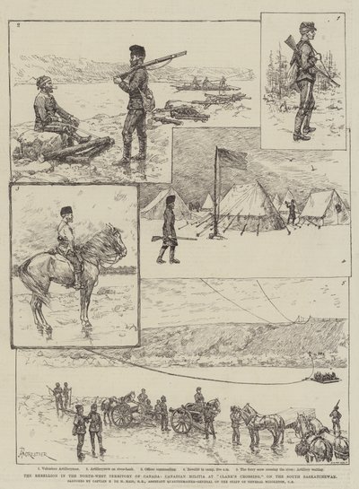 加拿大西北地区的叛乱，加拿大民兵在Clark&39;s Crossing，南萨斯喀彻温省 作者 Amedee Forestier