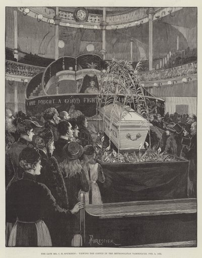 已故的司马岭先生于1892年2月9日观看大都会会幕中的棺材 作者 Amedee Forestier