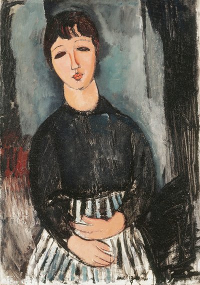 条纹围裙的仆人，1916年 作者 阿梅代奥·莫迪利亚尼