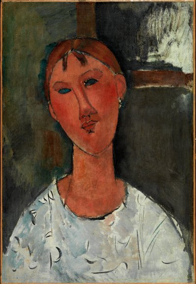 穿白衬衫的女孩，c.1915（布面油画） 作者 阿梅代奥·莫迪利亚尼