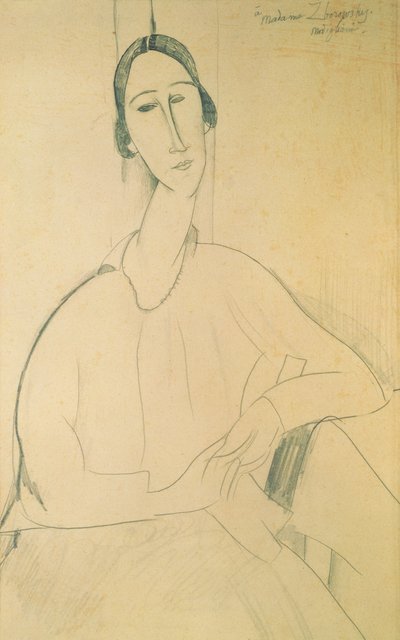 Hanka Zborowska，1917年（纸上蜡笔） 作者 阿梅代奥·莫迪利亚尼