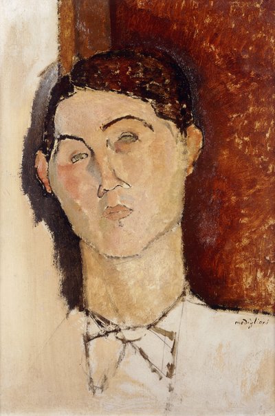 一个年轻人的头；年轻人头，约1916年 作者 Amedeo Modigliani