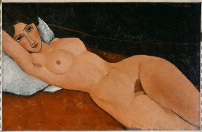 躺在白色的枕头上的女人裸体 作者 Amedeo Modigliani