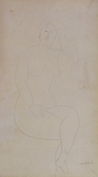 裸体女孩（双腿交叉） 作者 Amedeo Modigliani