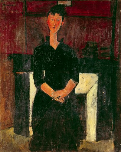 阿梅迪奥·莫迪利亚尼 (Amedeo Modigliani) (1884-1920) 20 世纪私人收藏的烟囱前女孩画像 作者 阿梅代奥·莫迪利亚尼