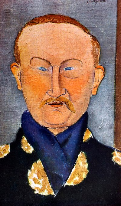画家莱昂·巴克斯特（LéonBakst）的肖像1866-1924，1917年 作者 阿梅代奥·莫迪利亚尼