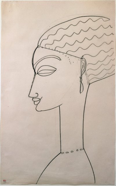 女人的配置文件。女性形象。由Amedeo Modigliani（1884-1920）绘制，1910-1911。纽约现代艺术博物馆 作者 阿梅代奥·莫迪利亚尼