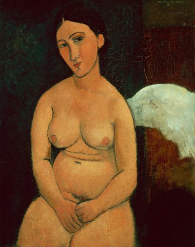 坐着的裸体，约1917年（布面油画 作者 阿梅代奥·莫迪利亚尼