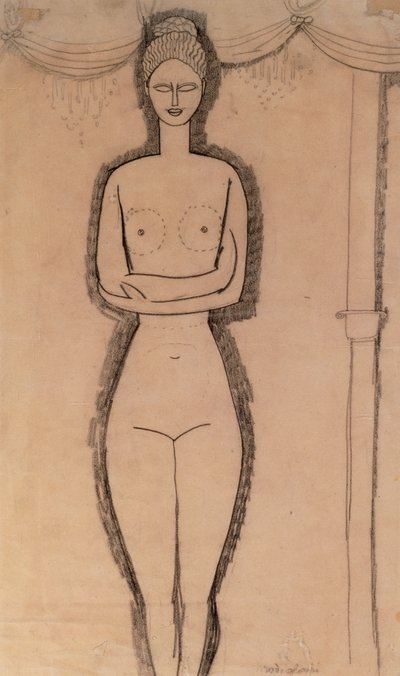 裸体站立（纸上铅笔） 作者 阿梅代奥·莫迪利亚尼
