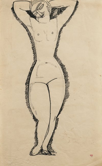 高举双臂的裸体站立（安娜-阿赫玛托娃 作者 Amedeo Modigliani