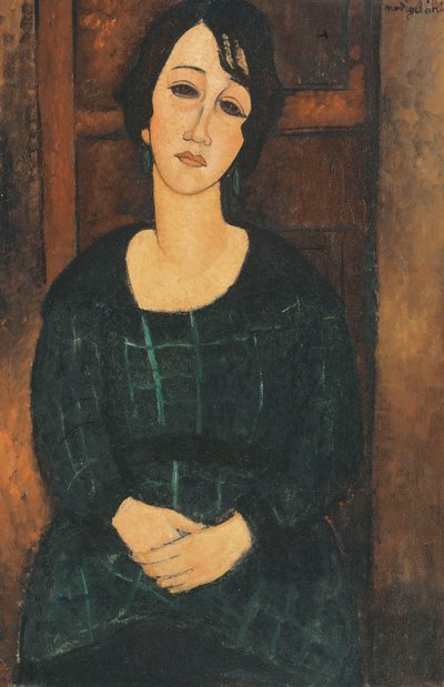 格子裙的女人，1916年 作者 阿梅代奥·莫迪利亚尼