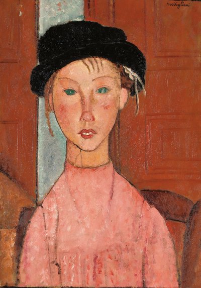 贝雷帽少女，1918年 作者 阿梅代奥·莫迪利亚尼