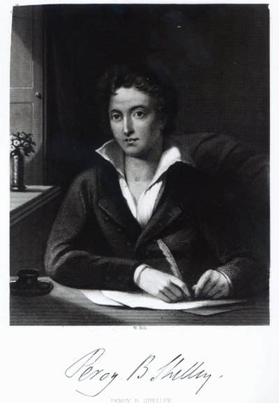 Percy Bysshe Shelley，由William Holl雕刻 作者 阿米莉亚·柯伦（Amelia Curran）