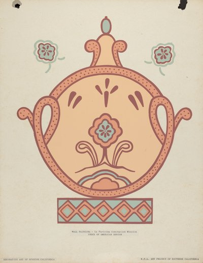 La Purisima Concepcion传教士壁画来自 "西班牙加利福尼亚装饰艺术 "作品集 作者 美国20世纪