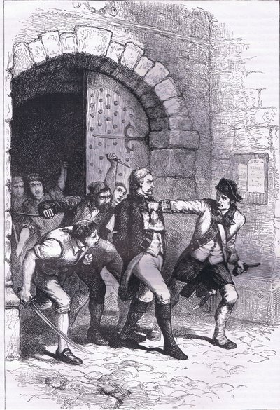 Huddy 出狱被绞死，插图来自 Cassell, Petter & Galpin 出版的《卡塞尔美国历史》，约 1900 年（石版画） 作者 美国英语学校