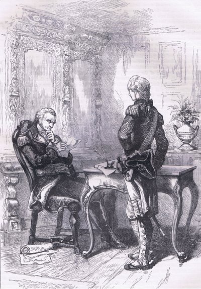 拉斐特和华盛顿，来自卡塞尔美国历史的插图，由 Cassell, Petter & Galpin 出版，c.1900（石版印刷） 作者 美国英语学校