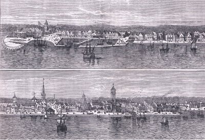 19 世纪中叶的纽约，来自 Cassell, Petter & Galpin 出版的《卡塞尔美国历史》插图，约 1900 年（石版画） 作者 美国英语学校