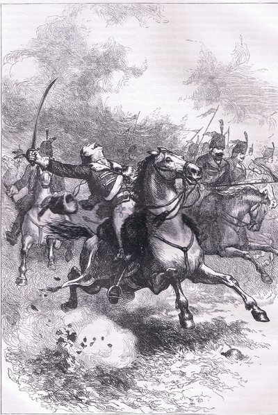 Pulaski 的冲锋，来自 Cassell, Petter & Galpin 出版的 Cassells History of the United States 的插图，c.1900 (litho) 作者 美国英语学校