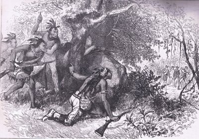 切罗基人的背叛1760年，插图来自《美国卡塞尔历史》，由卡塞尔、彼得和加尔平出版，约1900年（平版）。 作者 美国英语学校