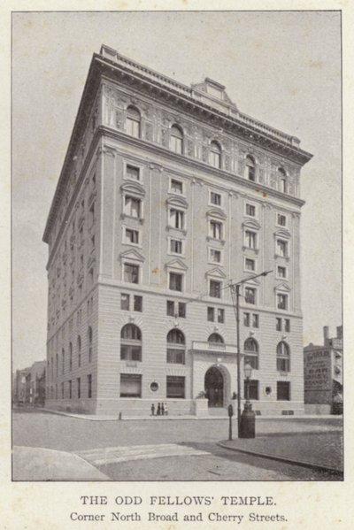 费城。奇异教会的寺庙，北布罗德街和樱桃街拐角处（黑白照片）。 作者 美国摄影师（后）