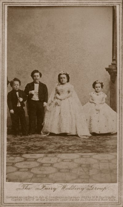 查尔斯·舍伍德·斯特拉顿 (Charles Sherwood Stratton) 的婚礼照片，美国艺人汤姆·拇指将军 (General Tom Thumb) 和他的妻子拉维尼娅·沃伦 (Lavinia Warren) 作者 美国摄影师（后）