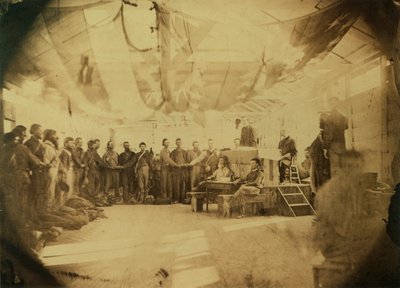 1865年6月30日，马里兰州Point Lookout的同盟囚犯效忠宣誓（sepia print） 作者 美国摄影师