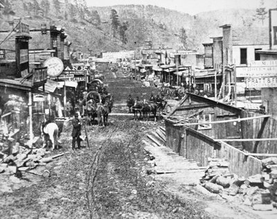 达科他地区枯木镇，约1877年（黑白照片）。 作者 美国摄影师