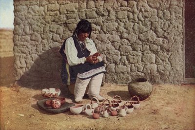 装饰陶器，新墨西哥州Isleta的Pueblo（彩色照片） 作者 美国摄影师