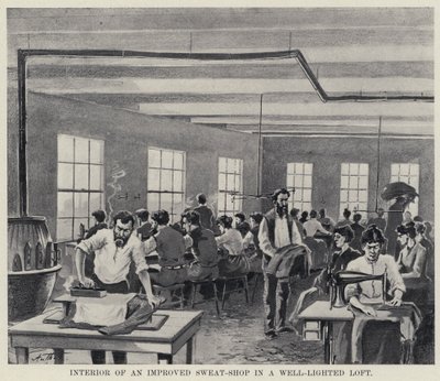 Interior of an Improved Sweat-Shop in a Well-Lighted Loft (b/w photo) 作者 美国摄影师
