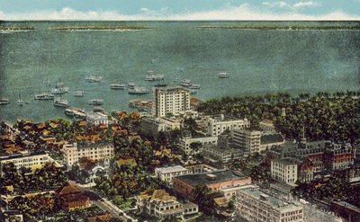 佛罗里达州迈阿密，约 1925 年：迈阿密鸟瞰图（彩色照片） 作者 美国摄影师
