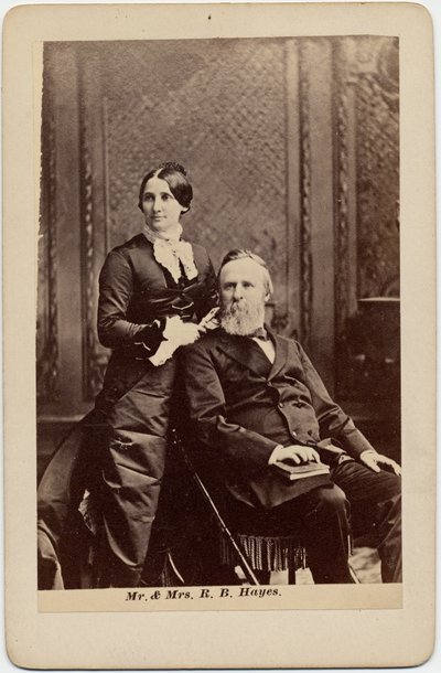 Rutherford Birchard Hayes（1822-93），美国第19任总统，Lucy Ware Webb Hayes（1831-89），他的妻子（蛋白照片） 作者 美国摄影师