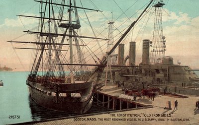 宪法号，马萨诸塞州波士顿老伊伦塞德（Old Ironsides），美国海军最著名的舰船（彩色照片 作者 美国摄影师