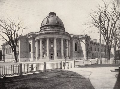耶鲁大学："圆形大厅"，左侧为伍尔西厅，右侧为耶鲁餐厅（黑白照片） 作者 美国摄影师