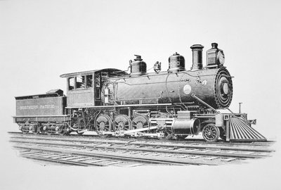 鲍德温于1889年6月为北太平洋铁路公司制造的2-8-0合并型机车（平印）。 作者 美国学校
