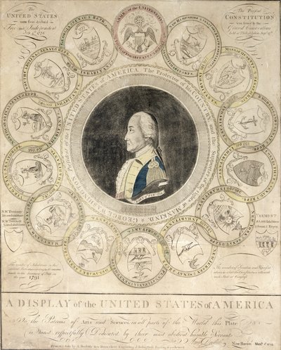 由Amos Doolittle，1794年印刷的美利坚合众国展览（印刷版） 作者 American School