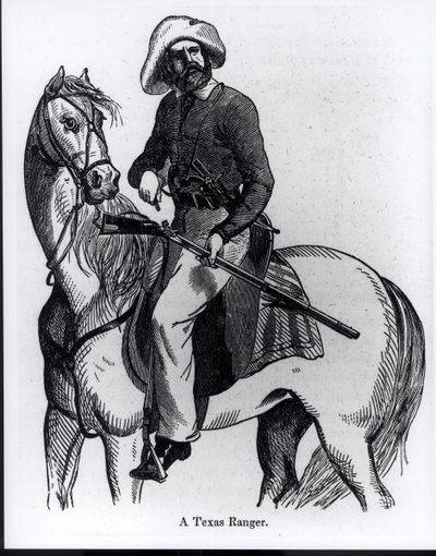 德克萨斯游侠，1848年约翰弗罗斯特的“墨西哥画报历史与墨西哥战争”中的插图 作者 美国学校