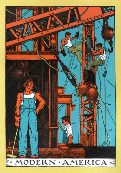1930年代美国 "现代工业时代 "的寓言故事 作者 美国学校