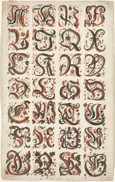 字母表，断裂画，c.1825-50 作者 美国学校