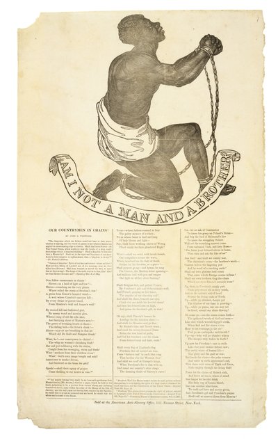 我不是一个男人和一个兄弟吗？，c。 1837年（木纹纸上雕刻） 作者 美国学校