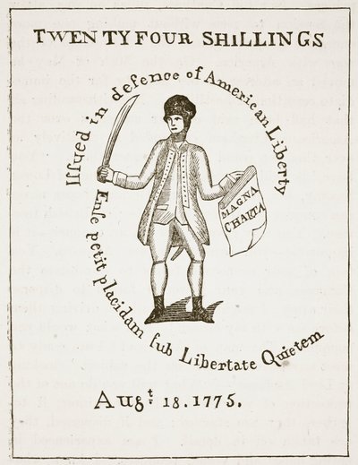 美国信用证，1775年，卡塞尔斯画报英国历史插图（棕褐色照片） 作者 美国学校