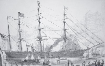 美国帆船 "大共和国号"，约1853年（雕刻）。 作者 美国学校