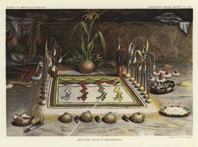 米松诺维的羚羊祭坛（彩色石版画） 作者 美国学校