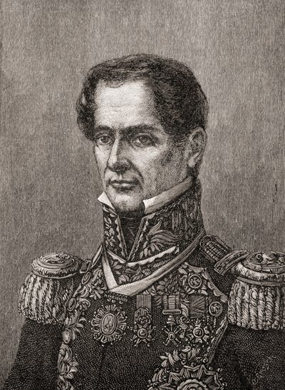 Antonio de Padua Maria Severino Lopez de Santa Anna y Perez de Lebro，摘自《我们国家的历史》，1905 年出版（版画） 作者 American School