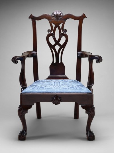 扶手椅c。 1760-1790（黑胡桃；南部黄松） 作者 美国学校