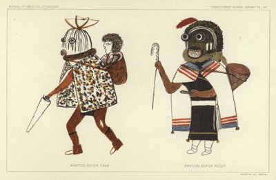 Awatobi Soyok Taka、Awatobi Soyok Wuqti（彩色石版画） 作者 美国学校
