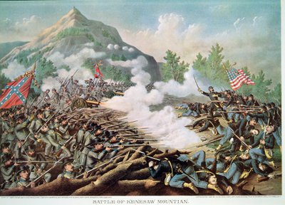 1864年6月27日佐治亚州凯尼索山之战，由Kurz & Allison刻制。 作者 美国学校