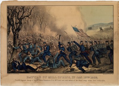 1862年1月19日，米尔斯普林斯战役，酒吧。作者：Currier＆Ives，c.1862 作者 美国学校