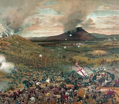 Mission Ridge战役，1863年11月25日--以赞美的方式呈现......出版。1886. 作者 美国学校