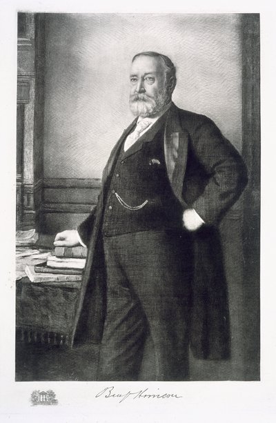 本杰明哈里森（1833-1901），美利坚合众国第23任总统，酒吧。 1901年（照相凹版） 作者 美国学校